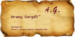 Arany Gergő névjegykártya
